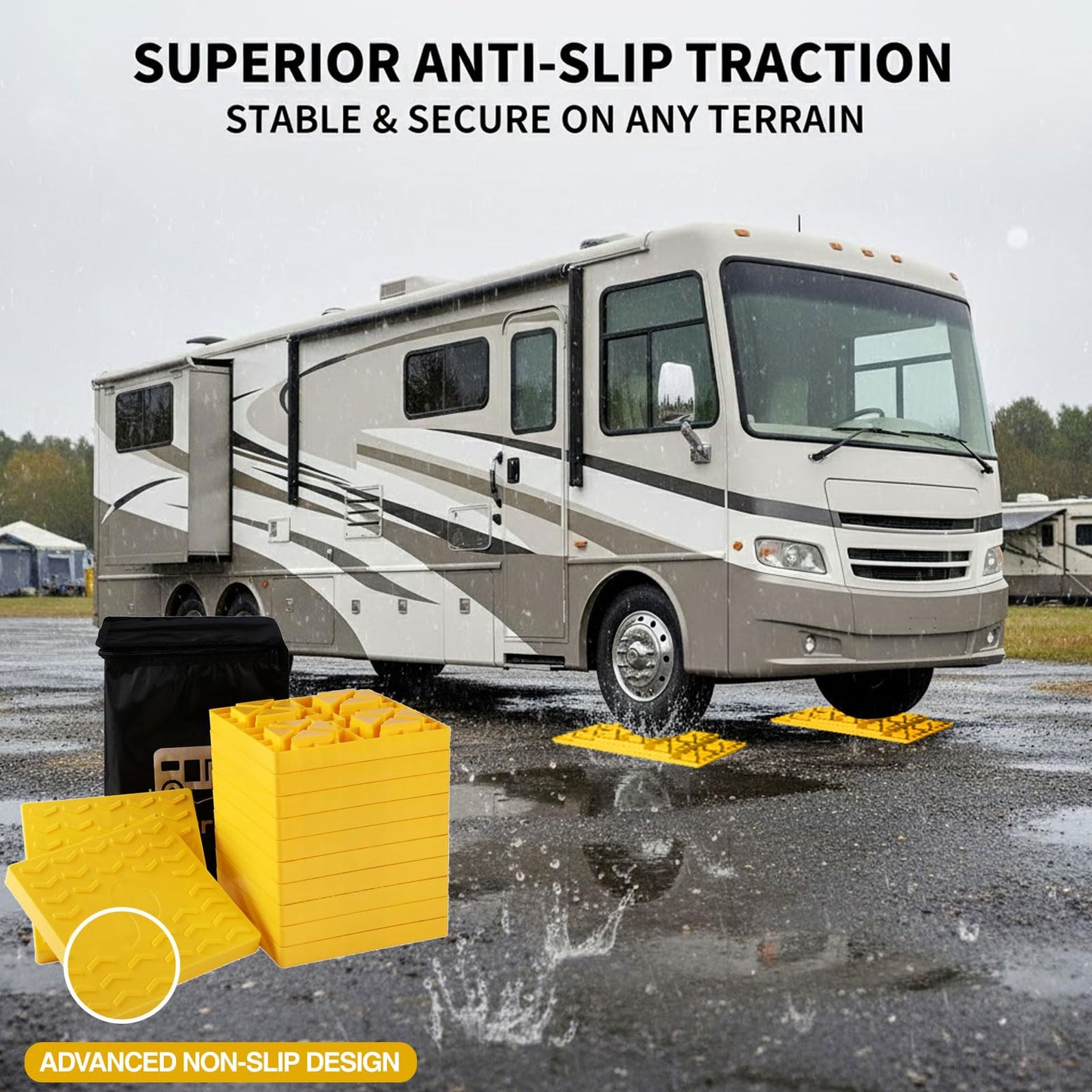 Keltrion 12 Pack Camper/RV Leveling Blocks Suitable for 4 Wheels Interlocking and Anti-Slip Design with Carrying Bag Heavy-Duty for Camper Travel Trailer Yellow