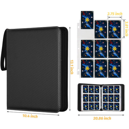 GERMUN Trading Card Binder, 900 Pockets Card Binder, 9-Poccket Sided Pocket Sports Card Binder, Premium Card Binders Compatible with MTG, TCG, Baseball Cards(Carbon Black)