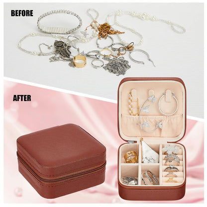 Taiyin 12 Pcs Travel Jewelry Case, Valentines Day Gifts for Her- Small Jewelry Organizer Box Bridesmaid Gifts for Women Girls (Brown)