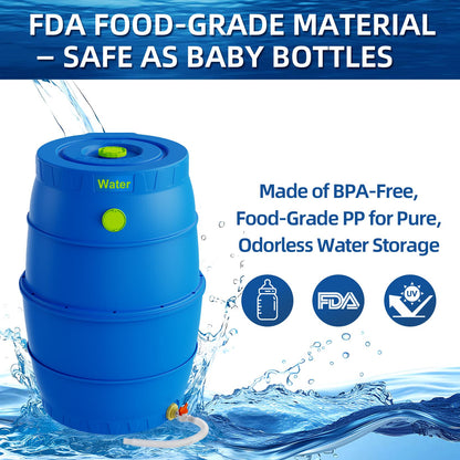 EJWOX 50 Gallon Blue Water Storage Barrel, BPA-Free Rainwater Collection Drum with Spigot, Stackable UV-Resistant Durable PP (Polypropylene) Barrel for Emergency Drinking Water & Gardening