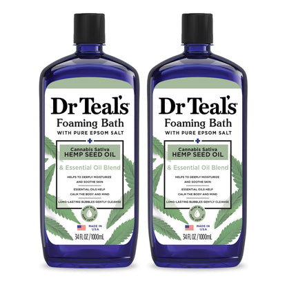 Dr Teal's Foaming Bath with Pure Epsom Salt, Relax & Relief with Eucalyptus & Spearmint, 34 fl oz (Pack of 2)