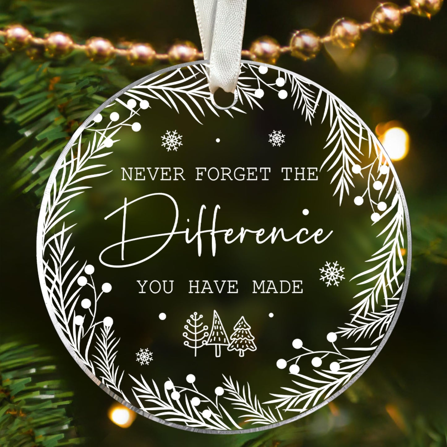 TUMSHANIP Thank You Gifts for Women, Boss, Coworkers, Teacher, Nurse, Mom, Friends - Retirement Farewell Going Away Never Forget The Difference You Made Ornament - Acrylic Christmas Ornament 2025