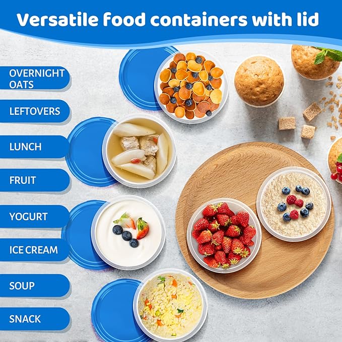 Freezer Containers with Twist Top Lids, Heavy Duty Round Airtight Food Storage