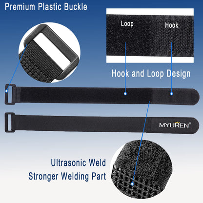 1"x 18"-12 Pack Reusable Fastening Cable Straps with Buckle Adjustable Hook and Loop Securing Strap Multi-Purpose Cinch Strap for Cord Management