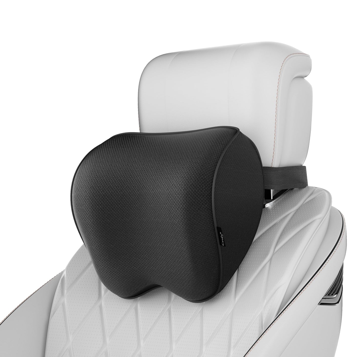 Crofy 2-Pack Car Neck Pillow, Softness Car Headrest Pillow for Driving with Adjustable Strap, 100% Memory Foam and Breathable Removable Cover, Comfortable Ergonomic Design, 4.7 Inches Thick