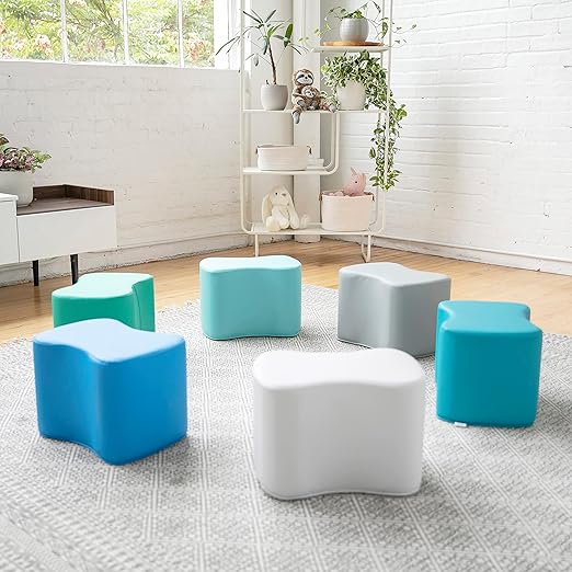ECR4Kids SoftZone Toddler Modular Stool Seating Set, Classroom Furniture