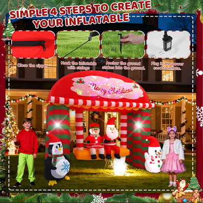 10FT Santa Claus Swing Outdoor Inflatable with Rotating LED Lights for Christmas Holiday Party Decoration, Winter Garden Decoration