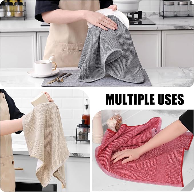 Homaxy Premium Kitchen Towels, Large Cotton Kitchen Hand Towels, Flat and Terry