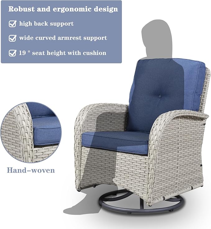 Belord Patio Wicker Chairs Swivel Rocker