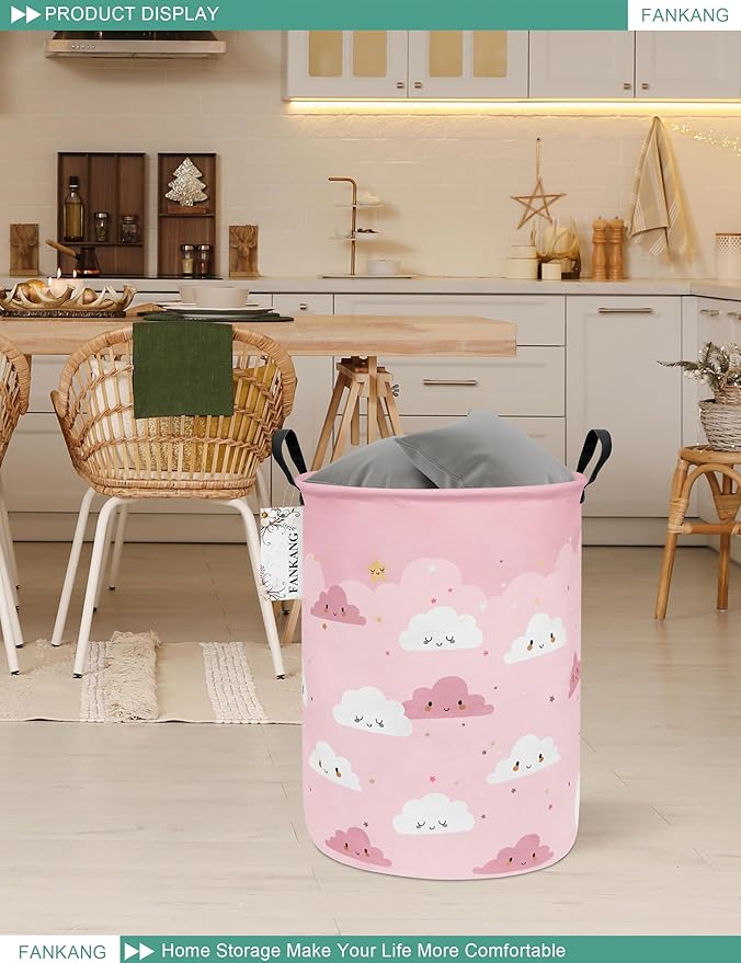 FANKANG Storage Basket, Nursery Hamper Canvas Laundry Basket Foldable