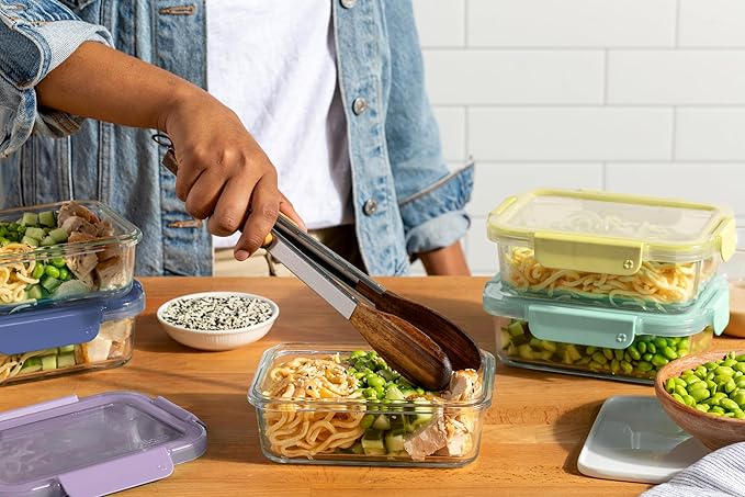 Ello Color Lock 3.4 Cup 10PC, 5 Pack Glass Meal Prep Sets Leak-Proof Glass Food