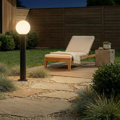 Lucande 35.5" Outdoor Post Light, Modern Outside Bollard Light with Opal Glass Globe, Black Aluminum Pathway Lamp Post Light for Walkway Driveway Patio Garden, Hardwired, E26 Bulb Not Included