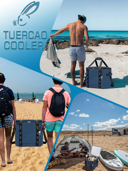 TuErcao Small Insulated Cooler Bag, 10"x10"x10" 30 Can Leak Proof Portable Collapsible Soft Ice Chest for Beach Hiking Picnic Lunch Camping Car Road Trips, Light Grey
