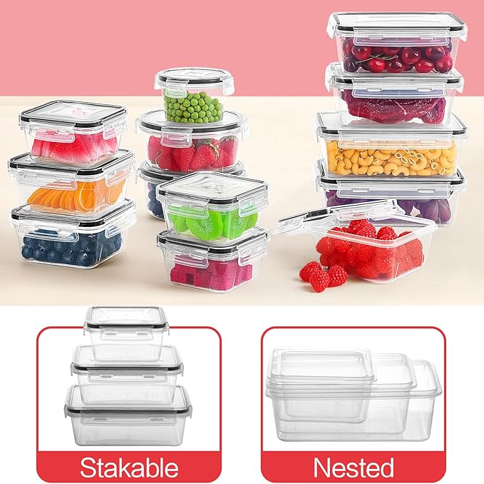Skroam 36 Pack Food Storage Containers, Plastic BPA-Free Meal Prep Container