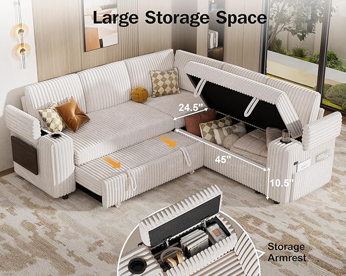 Vipbear 86" Modular Sectional Sleeper Sofa