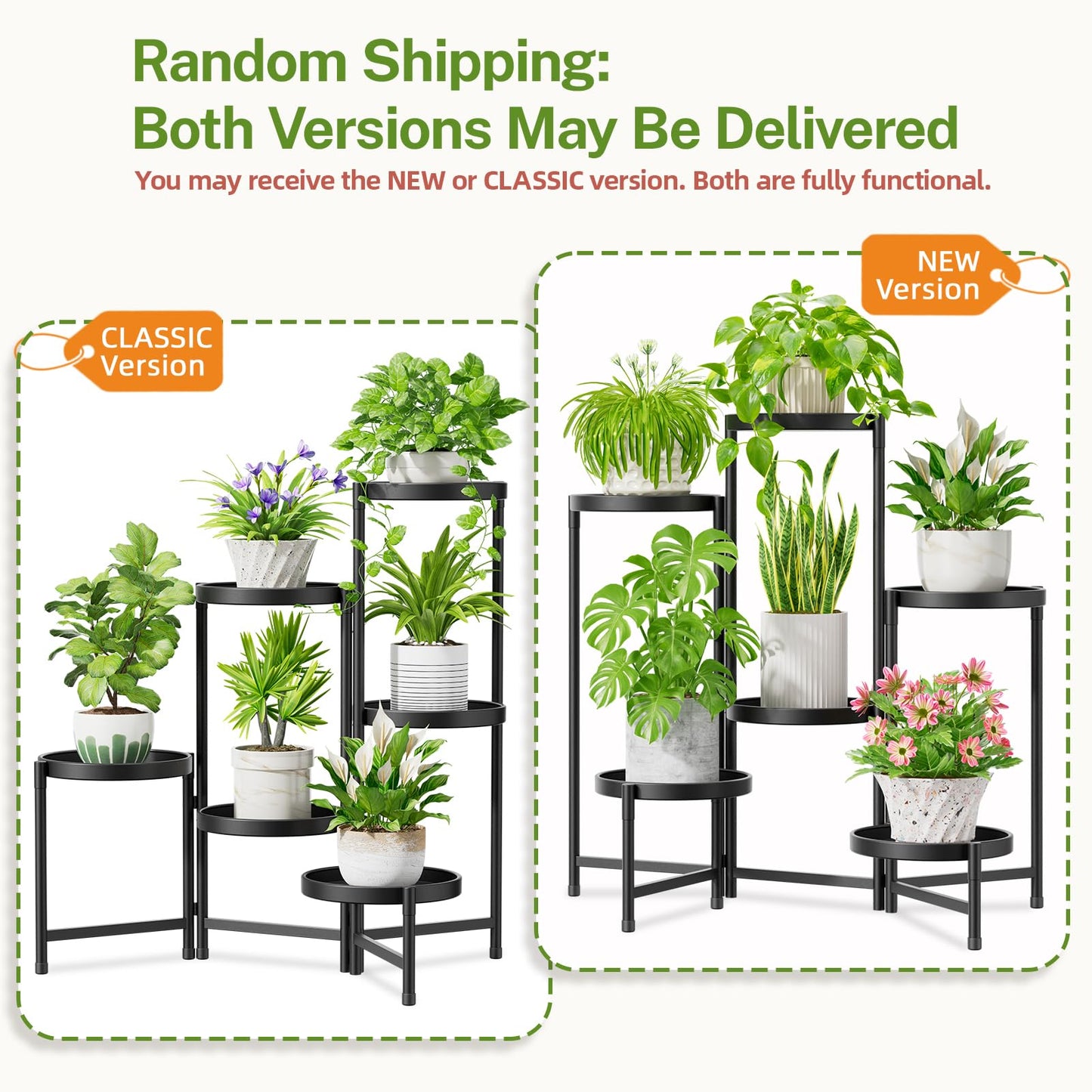 iDavosic.ly 6 Tier Large Plant Stand Indoor with 10 Inch Wide Tray, Tiered Corner Metal Outdoor Flower Display Holder Shelf, Folding Tall Rack for Patio Porch Living Room, Modern Black