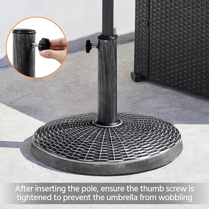 Yaheetech 22 lbs Outdoor Umbrella Base, 18" Round Resin Patio Umbrella Stand, Heavy Duty Market Umbrella Base Stand for Garden & Backyard, Rustic Silver