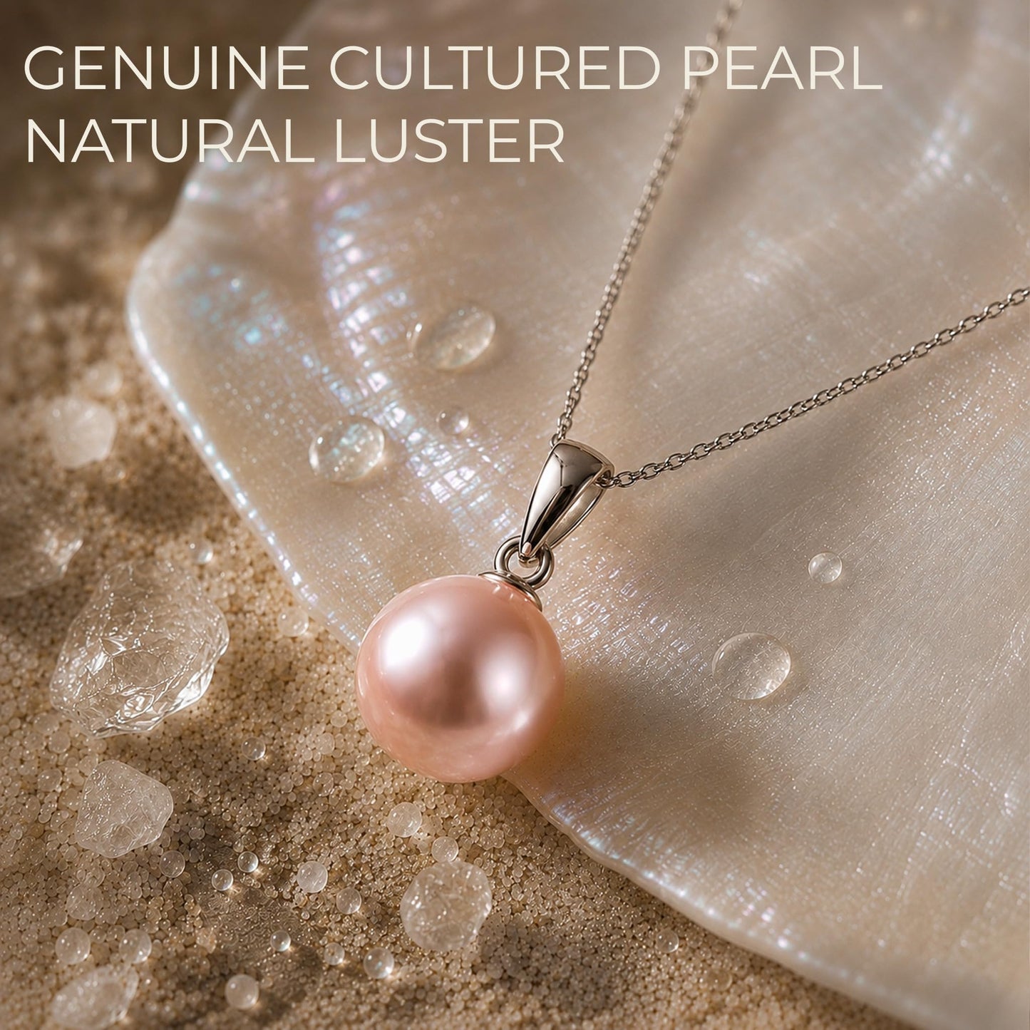 The Pearl Source Real Pearl Pendant Necklace for Women, 14K Gold Plated 925 Sterling Silver, Genuine AAAA Cultured Freshwater Pearl, 8mm Pink Pearl Necklace with 16-20 Inch Adjustable Chain