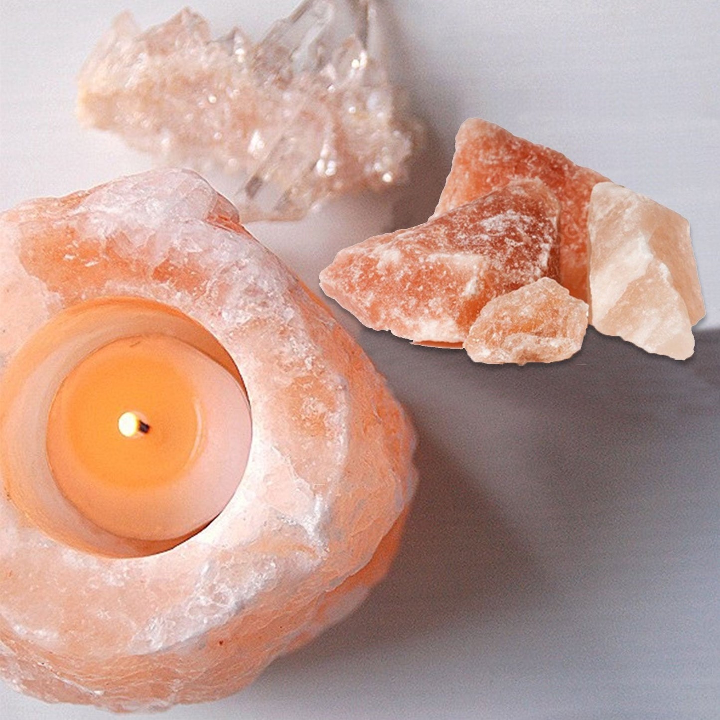 Himalayan Glow Hand Carved Himalayan Salt Candle Holders, Home Decor Item Great as a Night Light (Pack of 2)