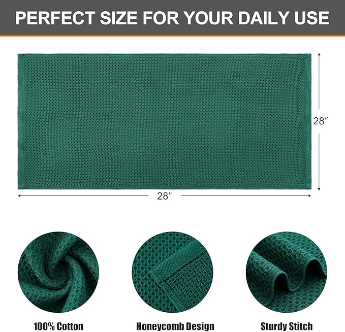 Kitinjoy 100% Cotton Waffle Weave Kitchen Hand Towels