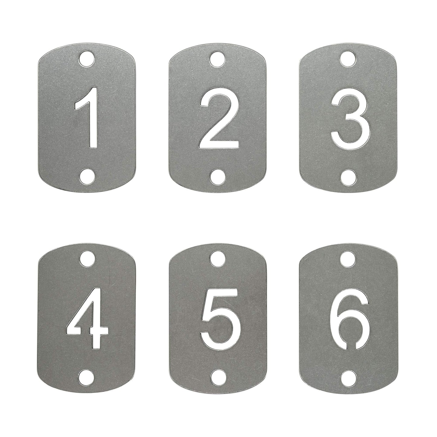 StayMax Rectangular Hollowed Stainless Steel Number Tags Key Tags with Two Holes (1-25)