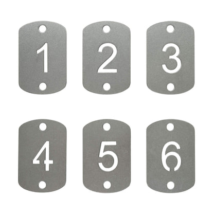 StayMax Rectangular Hollowed Stainless Steel Number Tags Key Tags with Two Holes (1-25)