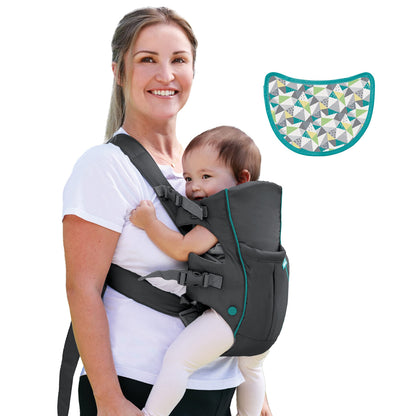 Infantino Swift Classic Baby Carrier, 2 Ways to Carry with Wonder Cover Bib, Adjustable Strap, Registry Essential, Baby Carrier for Newborn to Toddler 3,18-11,79kg, Gray