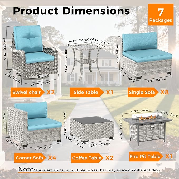 14-Seat Outdoor Wicker Patio Furniture Set