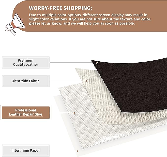 ONine Leather Repair Patch，Self-Adhesive Couch Patch，Multicolor Available