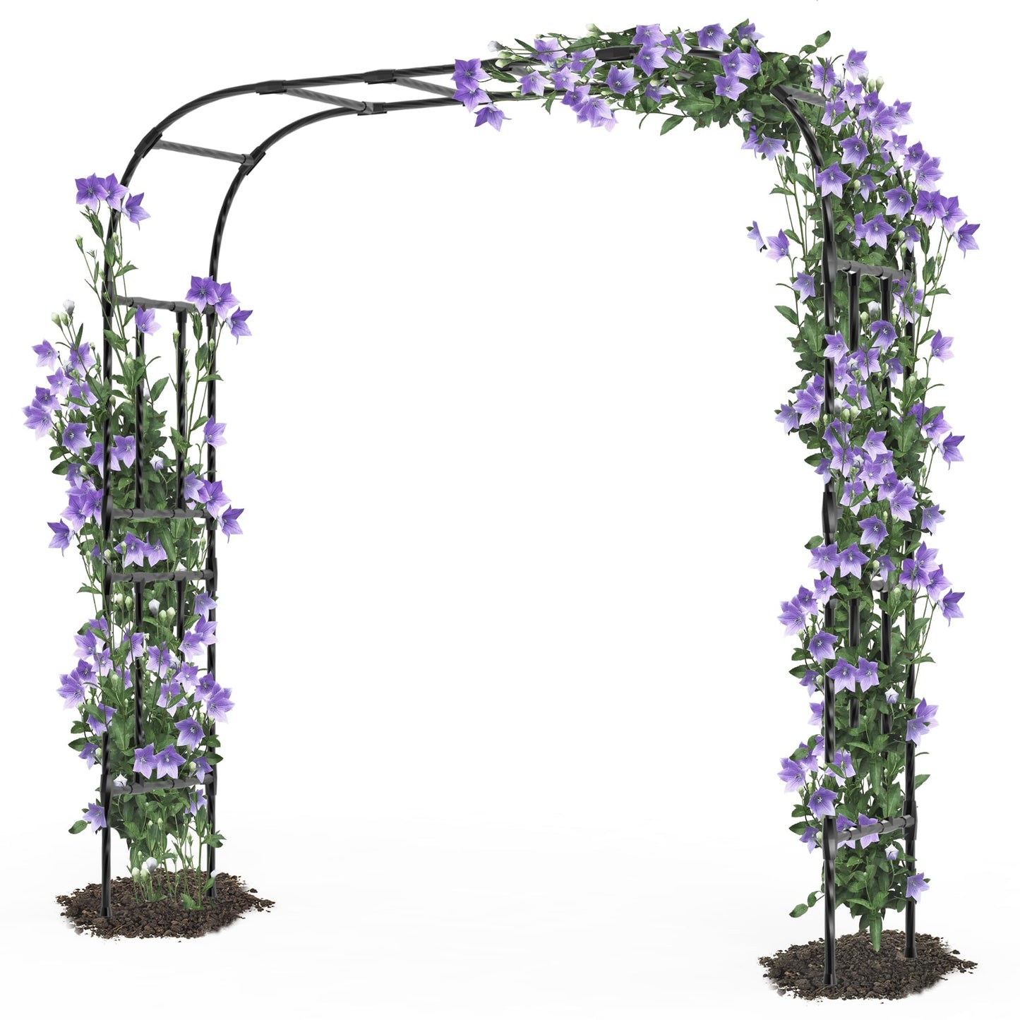Trellume Thickened Metal Garden Arch-98.4"(L)*94.5"(H),Garden Arch Trellis for Climbing Plants Outdoor, Heavy Duty Rust-Proof Iron Arbor Archway for Backyard, Patio, Lawn and Wedding Decorations