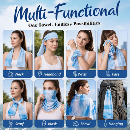 Chicplaid 2 Pack Cooling Towels for Neck and Face, 40" x 12" Instant Ice Towel Soft Breathable Microfiber Towel for Sports, Gym, Yoga, Running, Biking, Camping, Outdoor Activities