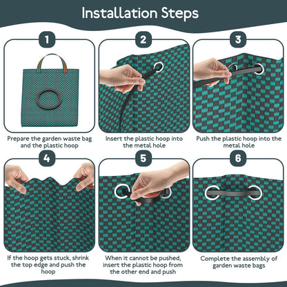 Mokani Garden Waste Bags Heavy Duty with Handles, 300L x 3 Reusable Garden Sacks, Foldable Camping Recycling Bags for Leaf, Trash, Debris, Garden Rubbish Bags Waterproof