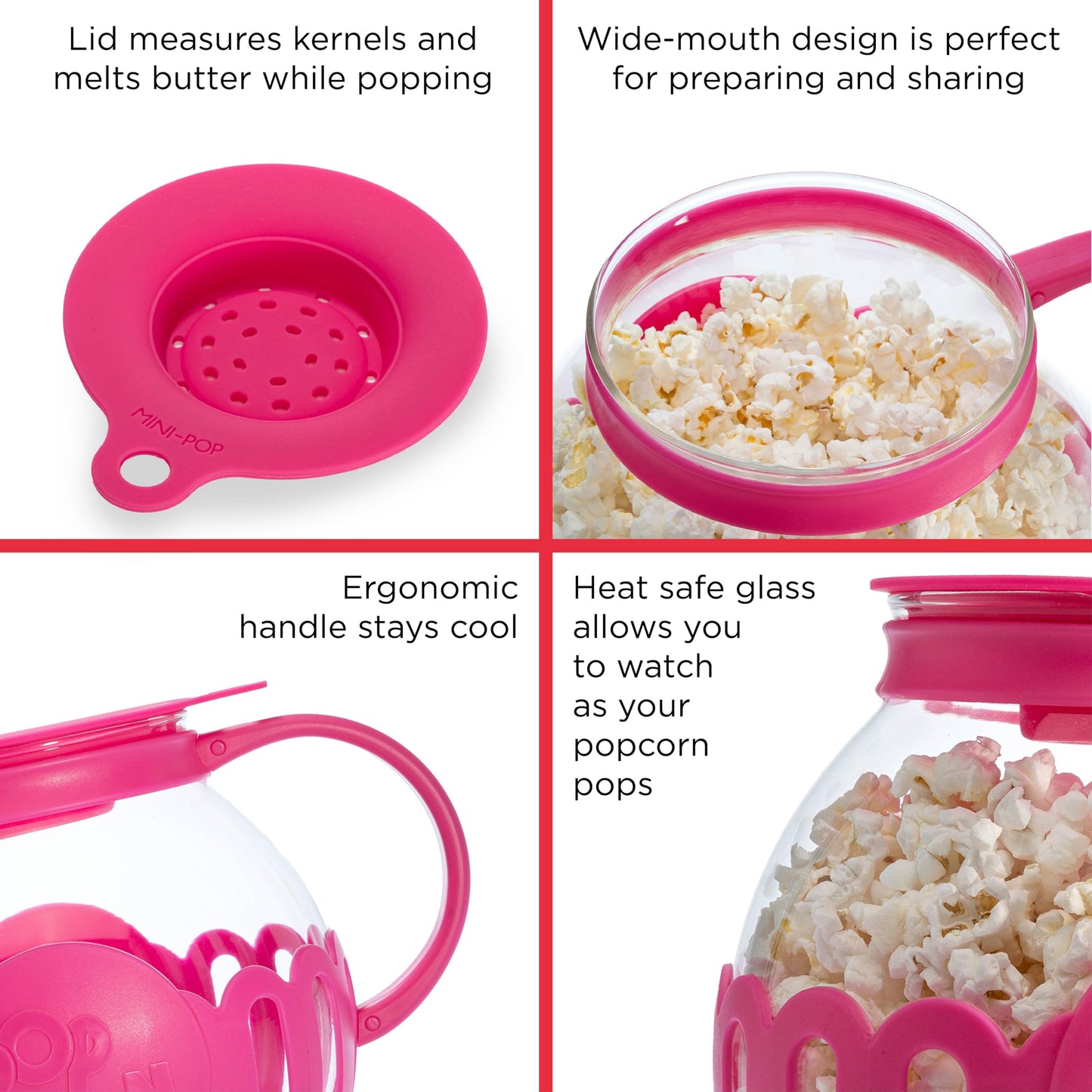 Ecolution Patented Micro-Pop Microwave Popcorn Popper with Temperature Safe Glass, 3-in-1 Lid Measures Kernels and Melts Butter, Made Without BPA, Dishwasher Safe, 3-Quart, Aqua