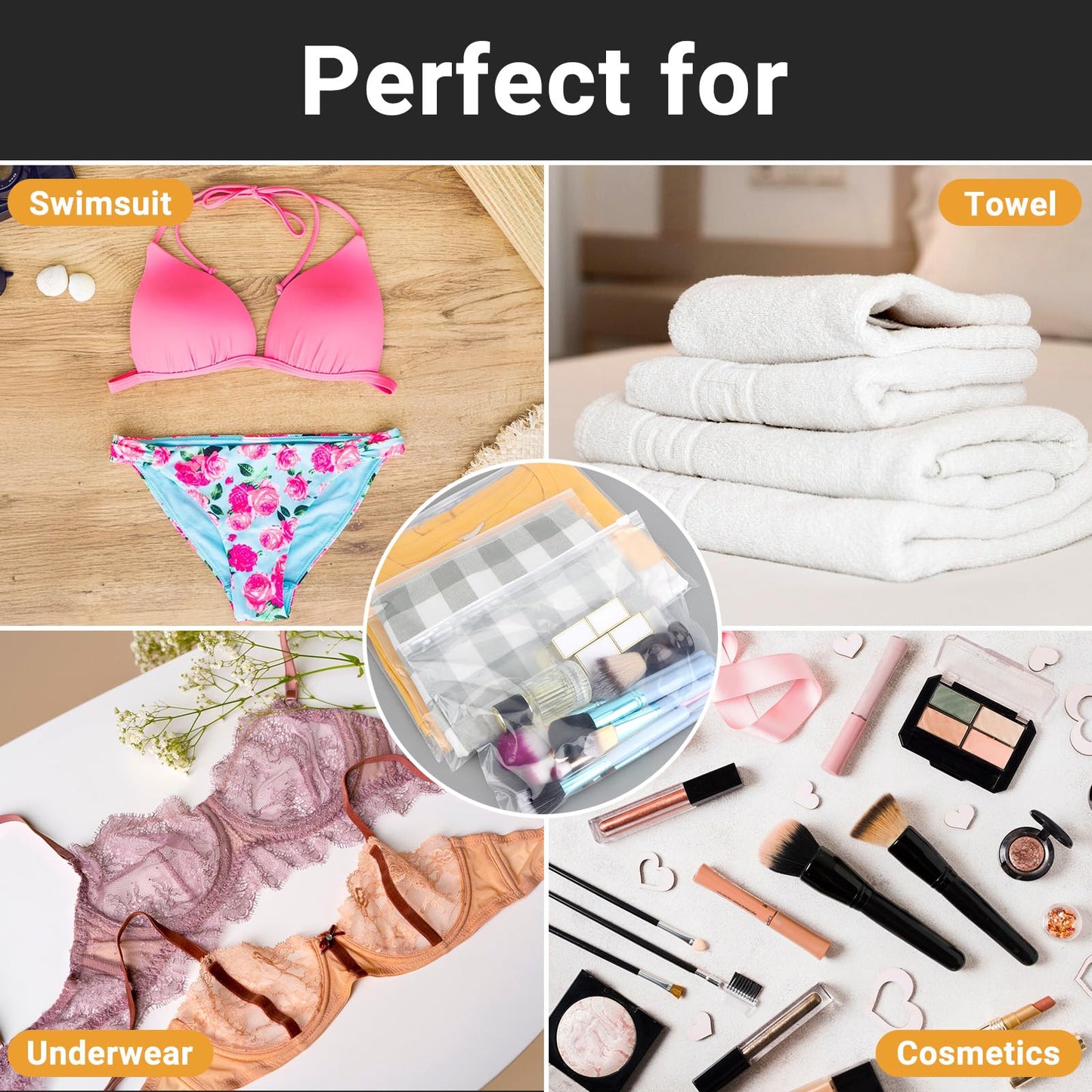 Svaldo Swimsuit Bags Storage Clear, Clothing Packaging Bags for Bikini, Swimwear, Bathing Suit Storage, T Shirt Packaging, 10x8 inch, Pack of 25, 3 Mil with Vent Holes