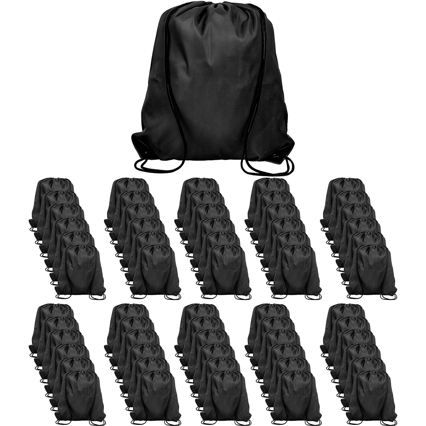 Topspeeder 60 Pieces Drawstring Backpack Bags Sports Sackpack Bulk Cinch Gym Bag For Women Men Outdoor Sports Backpack(Black)