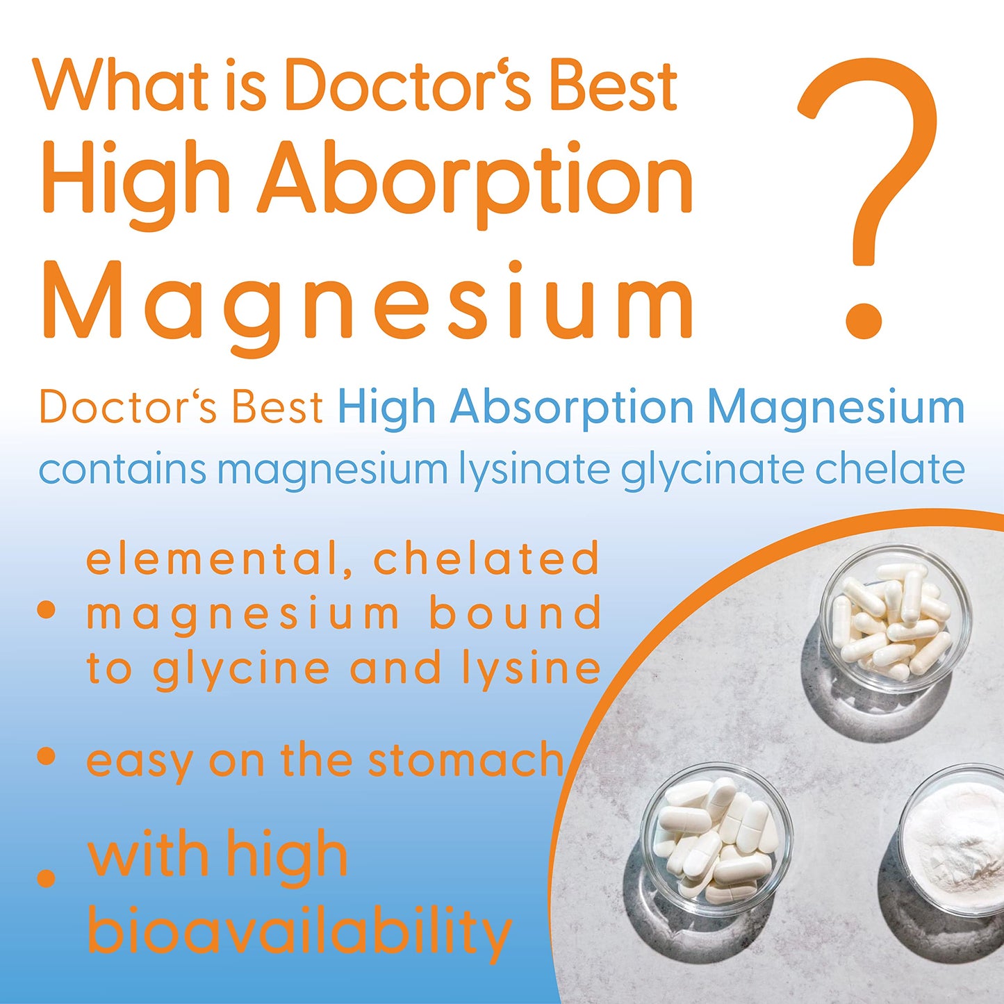 Doctor's Best, High Absorption Magnesium, 100% chelated with TRAACS, with Glycine and Lysine, 120 Vegan Tablets, SOYA-Free, Gluten-Free, Non-GMO
