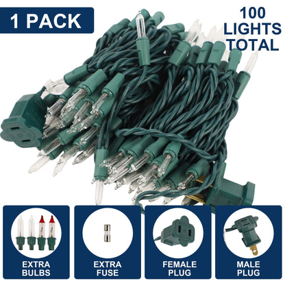 Watereem Clear Christmas String Lights, 100 Count, Incandescent Mini Christmas Lights, Connectable Xmas Tree Light for Indoor Outdoor Garland Birthday Holiday Wedding Festival Party