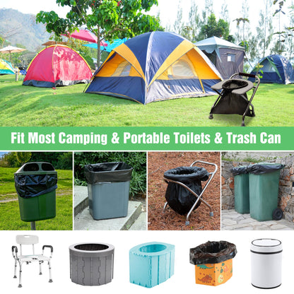120 Portable Camping Toilet Bags, 8 Gallon Emergency Camp Potty Poop Bags for Adults, Thickened Trash Waste Bags for 5 Gallon Bucket Toilet Seat Camping Trash Can Outdoor