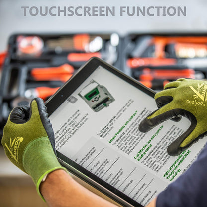 COOLJOB Gardening Gloves for Women and Men, 2 Pairs Bamboo Garden Gloves with Touchscreen, Breathable Nitrile Coated Work Gloves, Green, Medium Size (2 Pairs, M)