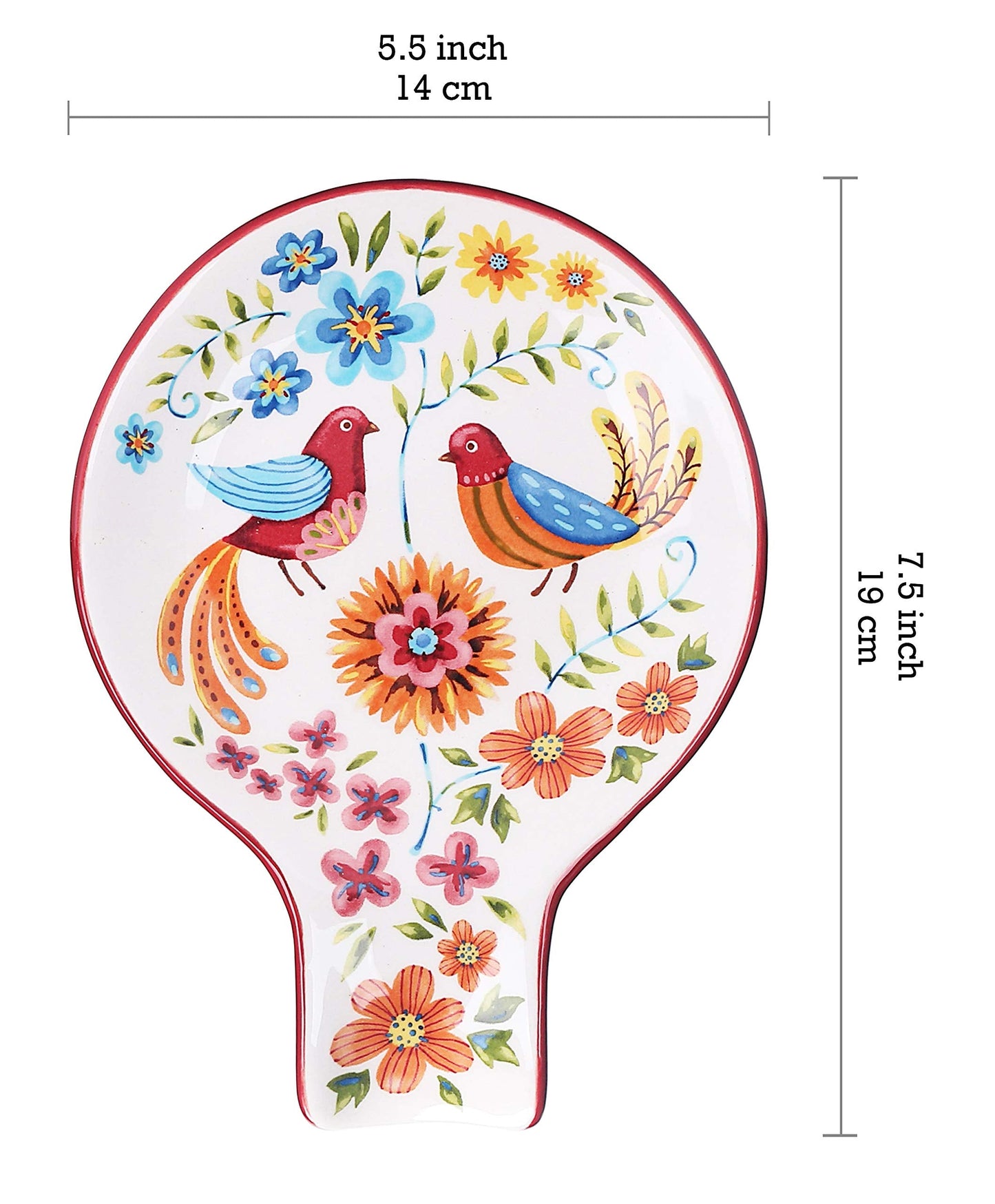 Bico Red Spring Bird Spoon Rest for Stove Top, Ceramic Spoon Holder for Kitchen Counter, Easy to Clean Coffee Spoon Rest Dishwasher Safe, Kitchen Cooking Utensil Rest for Ladles Spatula