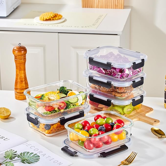 Liuruiyu 8 Pack 36OZ Glass Food Storage Containers