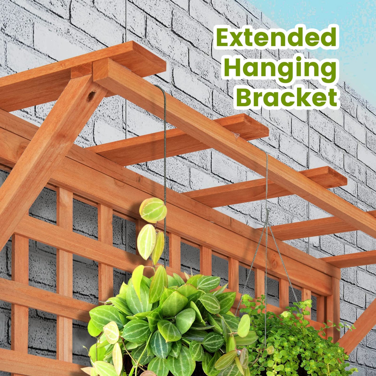 HAPPYGRILL Raised Garden Bed with Trellis, 72.5" Planter Raised Bed with Drainage Holes, Freestanding Garden Box for Vine Climbing Plants, Wooden Planter Box for Yard Balcony (1, Orange)