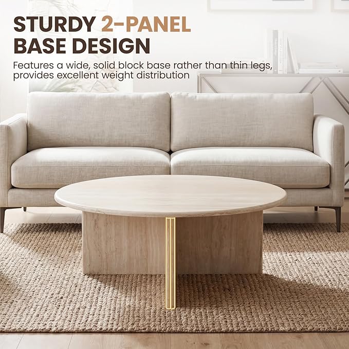 HNY Coffee Table and End Table Set of 2 Modern Round Nesting Coffee Table Faux