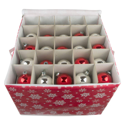 DII Christmas Storage Containers Collection Zippered with Dividers, Ornament; Large, 16x16x13, Snowflakes