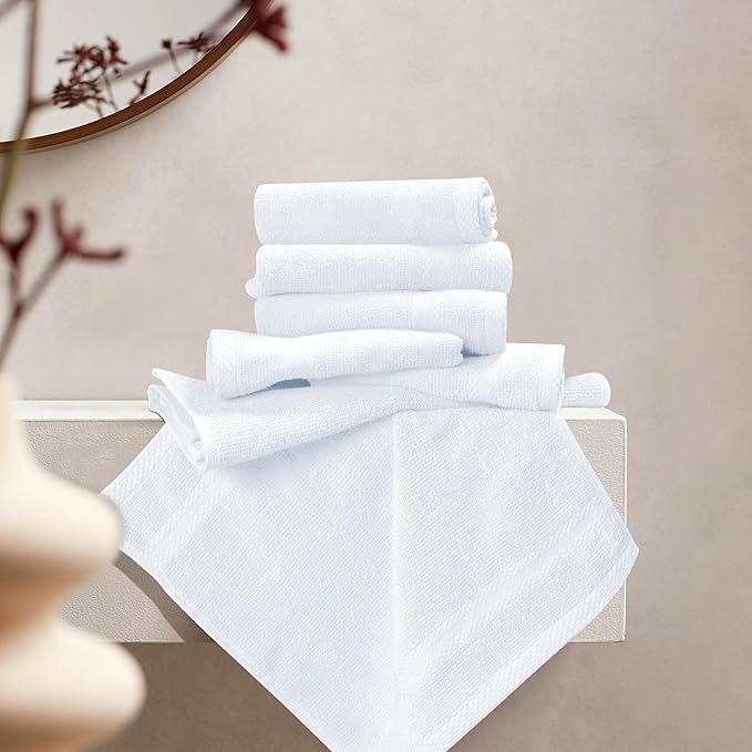 GLAMBURG Ultra Soft 12-Piece Washcloths Set 13x13-100% Ringspun Cotton