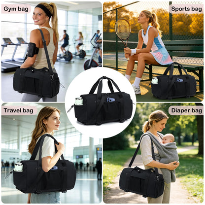 Gym Bag for Women Gym Duffle Bag with Shoe Bag and Wet Pocket Carry On Overnight Weekender Duffel Bag for Travel Sports Yoga
