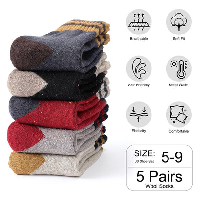 Tavaleu Wool Socks for Women - Winter Soft Thick Warm Socks Vintage Crew Boot Sock Casual