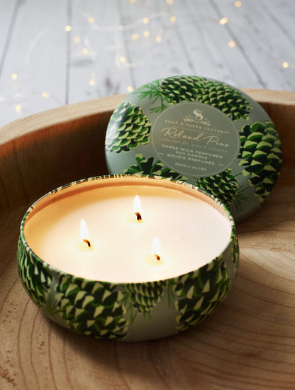 Soap & Paper Factory Roland Pine 13 oz Three-Wick Tin Candle