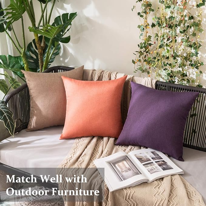 MIULEE Pack of 2 Decorative Outdoor Solid Waterproof Throw Pillow Covers Faux