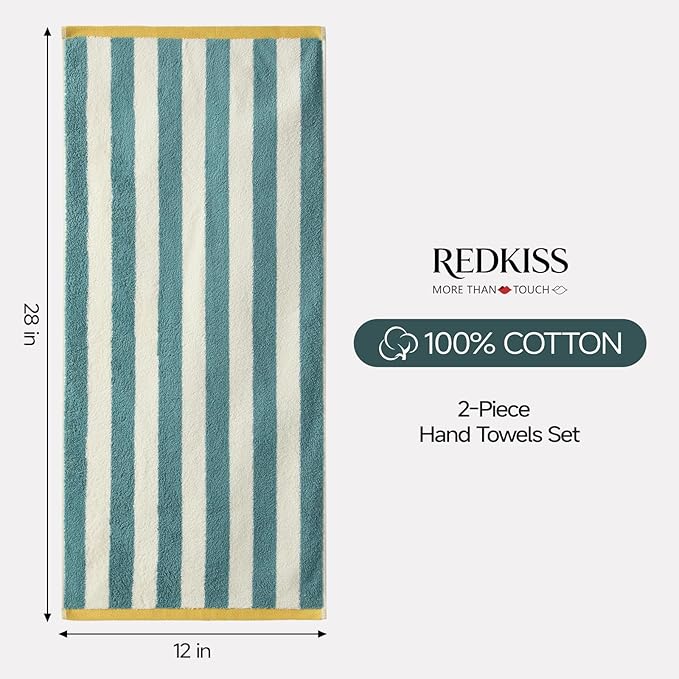 REDKISS 3-Pack Premium Hand Towels, 28x12 Inches 100% Cotton Bath Towels